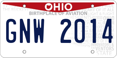 OH license plate GNW2014