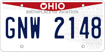 OH license plate GNW2148