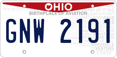 OH license plate GNW2191
