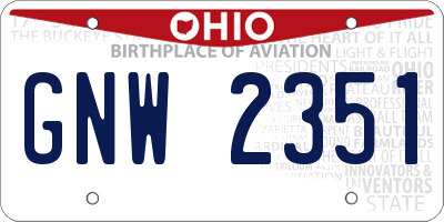 OH license plate GNW2351