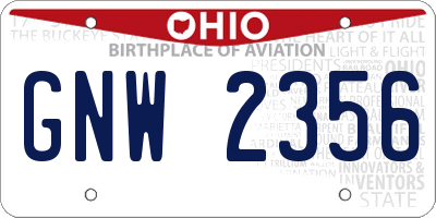OH license plate GNW2356
