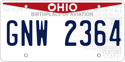 OH license plate GNW2364