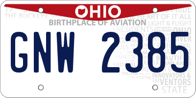 OH license plate GNW2385