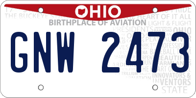 OH license plate GNW2473