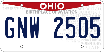 OH license plate GNW2505