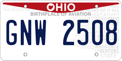 OH license plate GNW2508