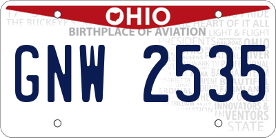 OH license plate GNW2535