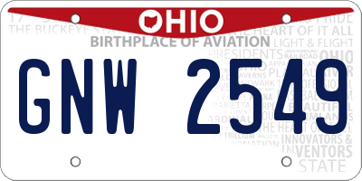 OH license plate GNW2549