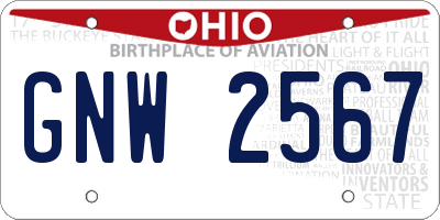 OH license plate GNW2567