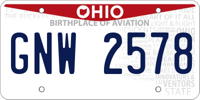 OH license plate GNW2578