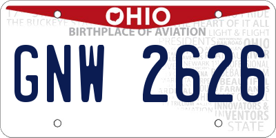 OH license plate GNW2626