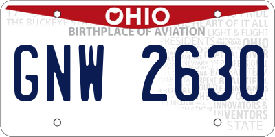 OH license plate GNW2630