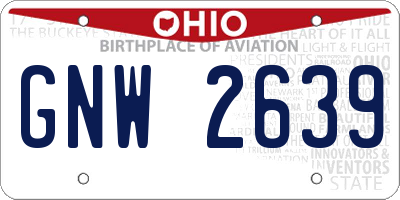 OH license plate GNW2639