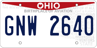 OH license plate GNW2640