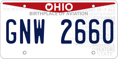 OH license plate GNW2660