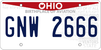 OH license plate GNW2666