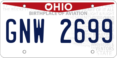OH license plate GNW2699