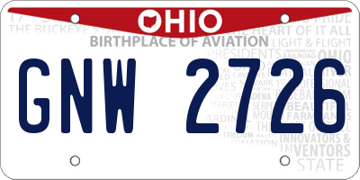 OH license plate GNW2726