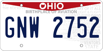 OH license plate GNW2752