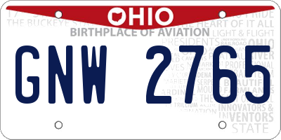 OH license plate GNW2765