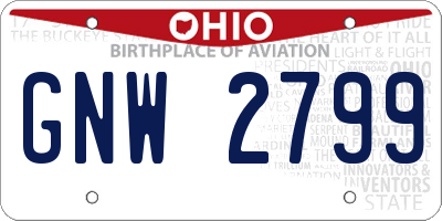 OH license plate GNW2799