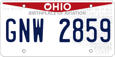 OH license plate GNW2859