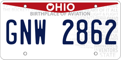 OH license plate GNW2862