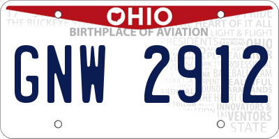 OH license plate GNW2912