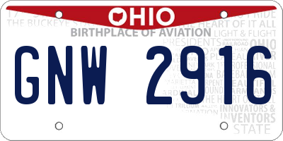 OH license plate GNW2916