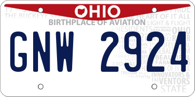 OH license plate GNW2924