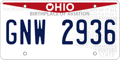 OH license plate GNW2936