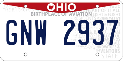 OH license plate GNW2937