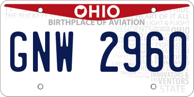 OH license plate GNW2960