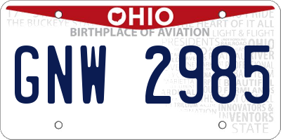 OH license plate GNW2985
