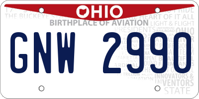OH license plate GNW2990