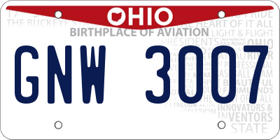 OH license plate GNW3007