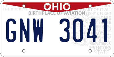 OH license plate GNW3041