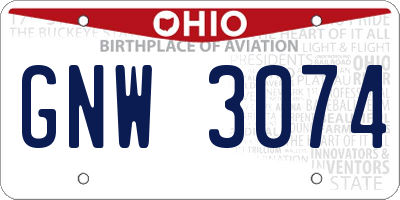 OH license plate GNW3074