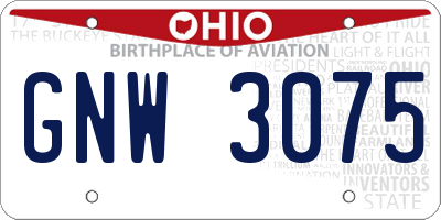 OH license plate GNW3075