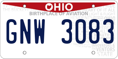 OH license plate GNW3083