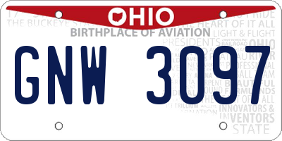 OH license plate GNW3097