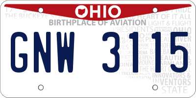 OH license plate GNW3115
