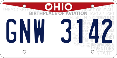 OH license plate GNW3142