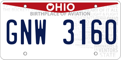 OH license plate GNW3160