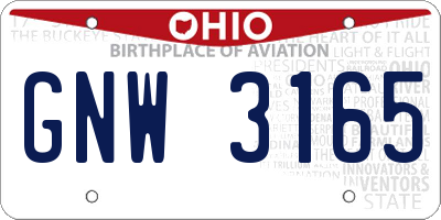 OH license plate GNW3165