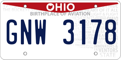 OH license plate GNW3178