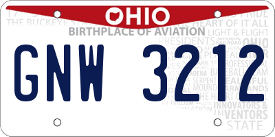 OH license plate GNW3212