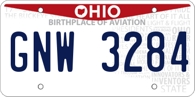 OH license plate GNW3284