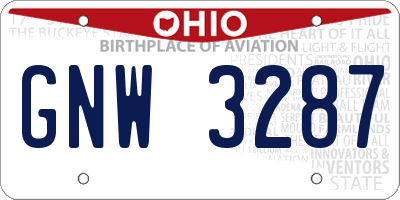 OH license plate GNW3287