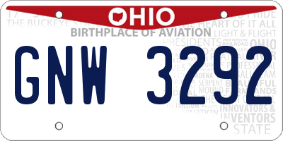 OH license plate GNW3292